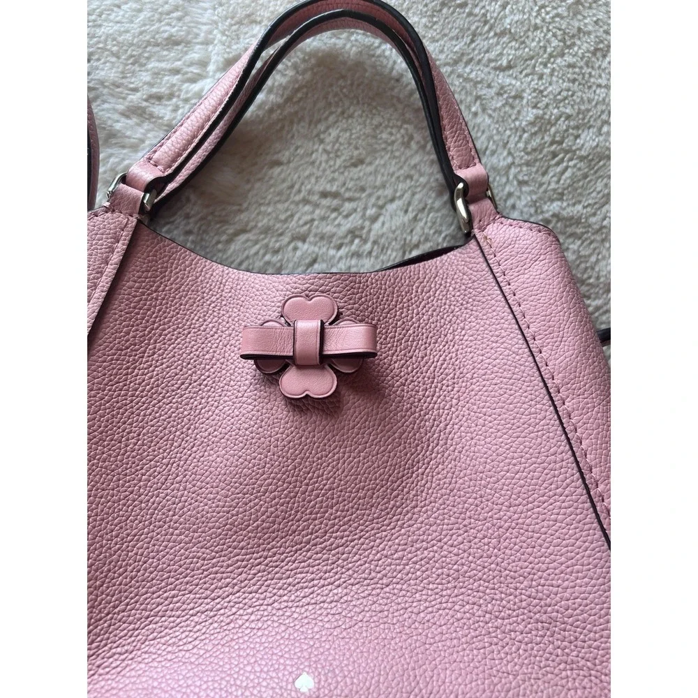 Kate Spade Talia Triple Compartment Satchel Crossbody bag Pink Leather Bow Purse